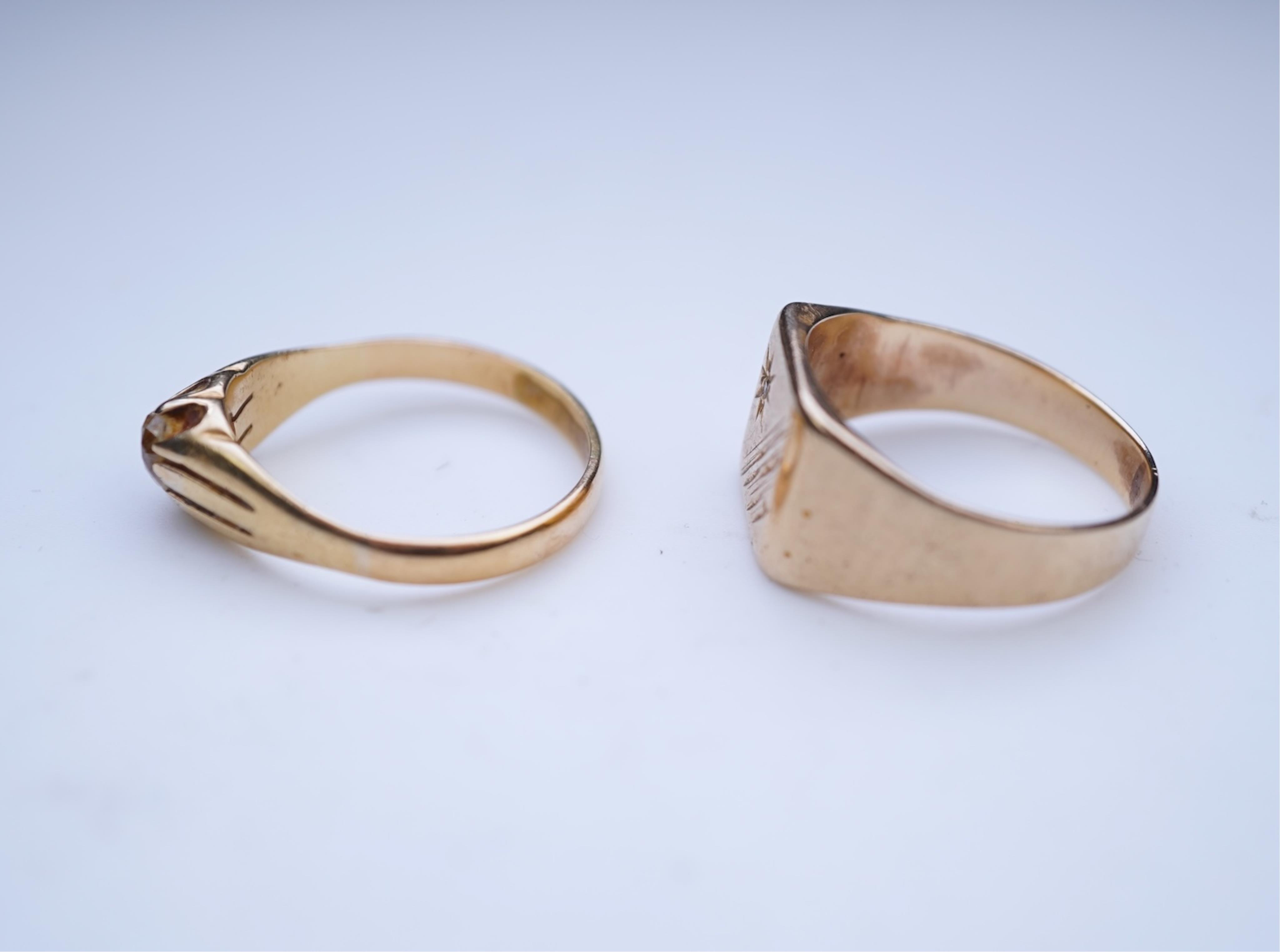 Two gold and diamond rings